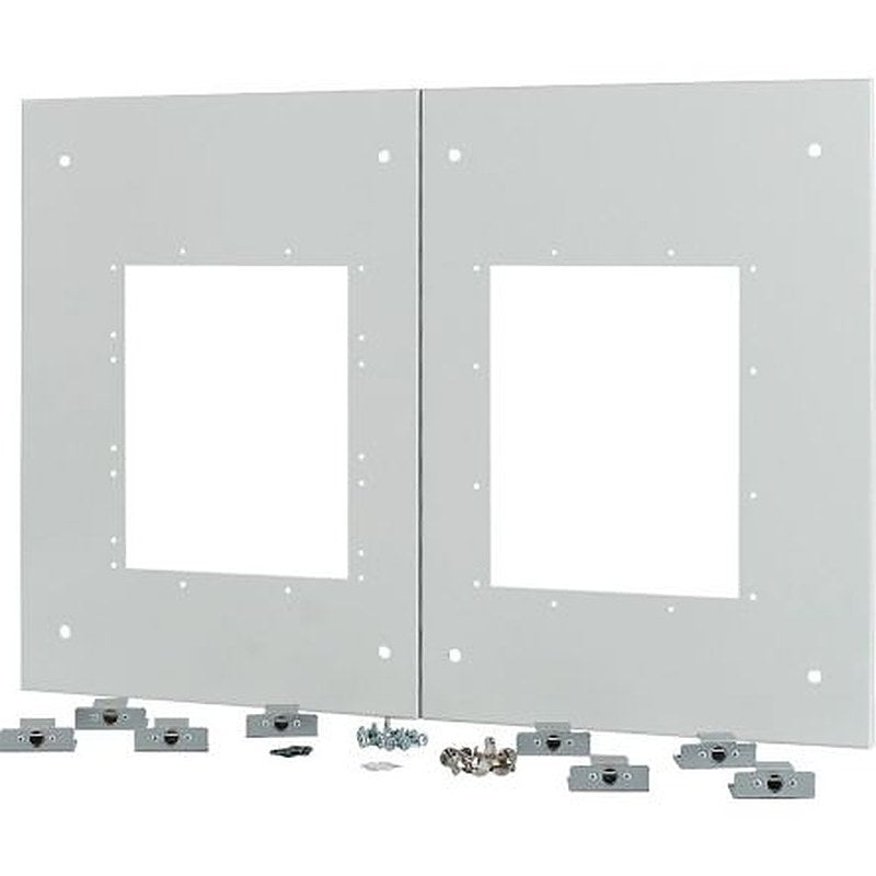 Eaton Grey 2 Gang Blind Plate Metal Faceplate & Mount Plate