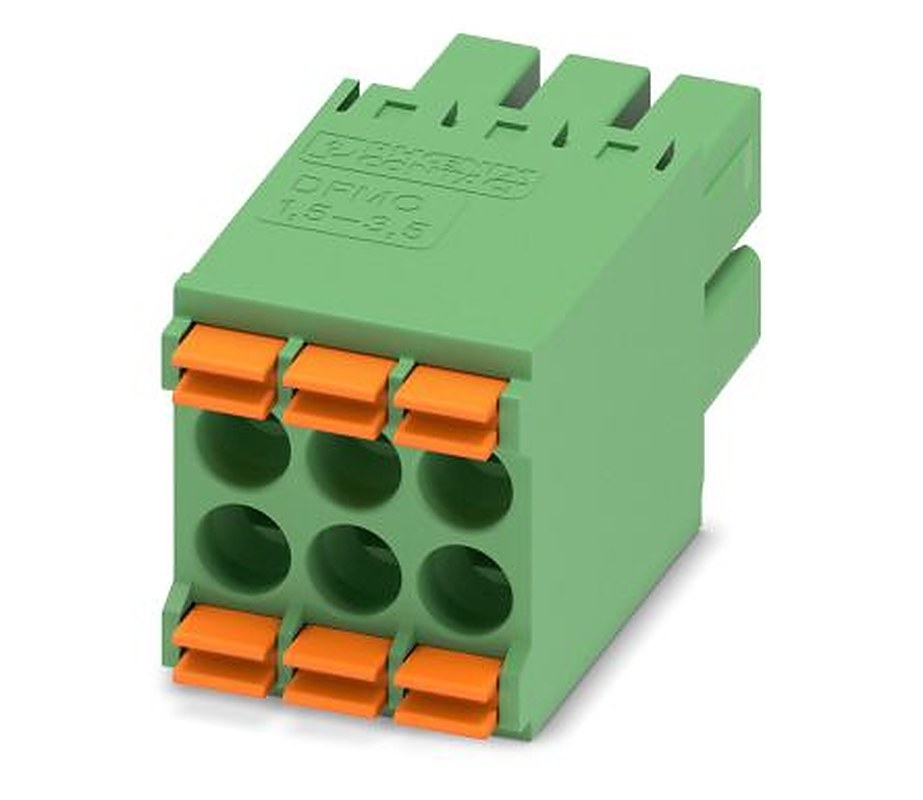 Phoenix Contact DFMC 1.5/3-ST-3.5 Series Pluggable Terminal Block, 6-Contact, 3.5 mm Pitch, 2 Row, 1790111