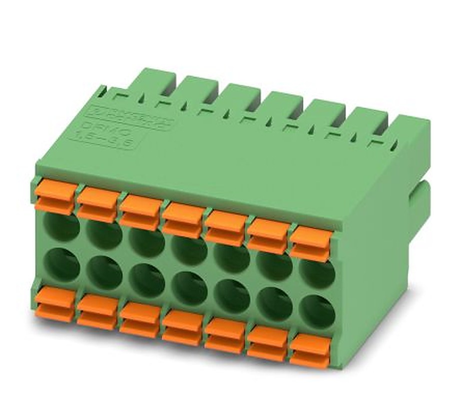 Phoenix Contact DFMC 1.5/7-ST-3.5 Series Pluggable Terminal Block, 14-Contact, 3.5 mm Pitch, 2 Row, 1790153