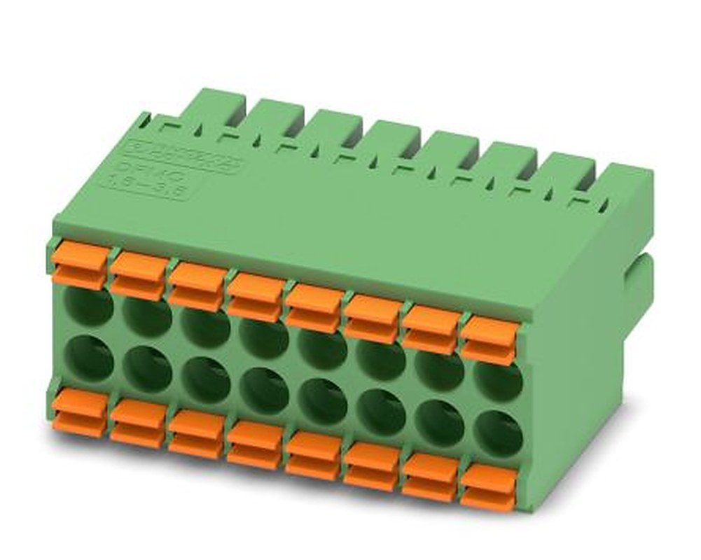Phoenix Contact DFMC 1.5/8-ST-3.5 Series Pluggable Terminal Block, 16-Contact, 3.5 mm Pitch, 2 Row, 1790166
