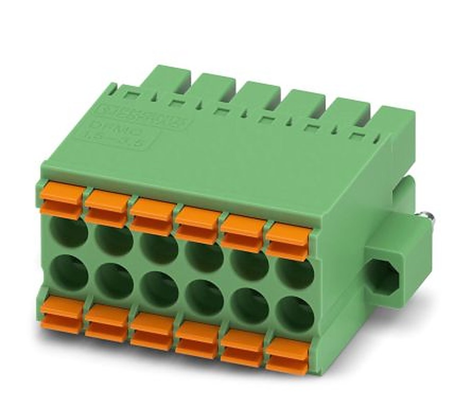 Phoenix Contact DFMC 1.5/6-STF-3.5 Series Pluggable Terminal Block, 12-Contact, 3.5 mm Pitch, 2 Row, 1790331