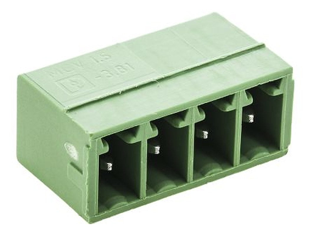 Phoenix Contact MCV 1.5/4-G-3.81 Series Pluggable Terminal Block, 4-Contact, 3.81 mm Pitch, 1 Row, 1803442