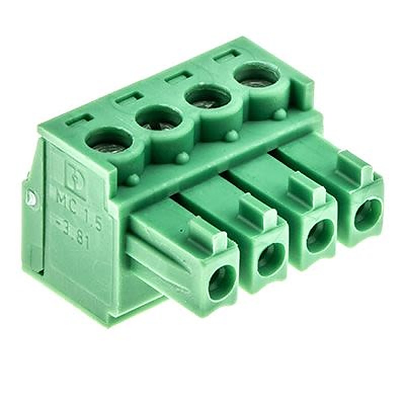 Phoenix Contact MC 1.5/4-ST-3.81 Series Pluggable Terminal Block, 4-Contact, 3.81 mm Pitch, 1 Row, 1803594