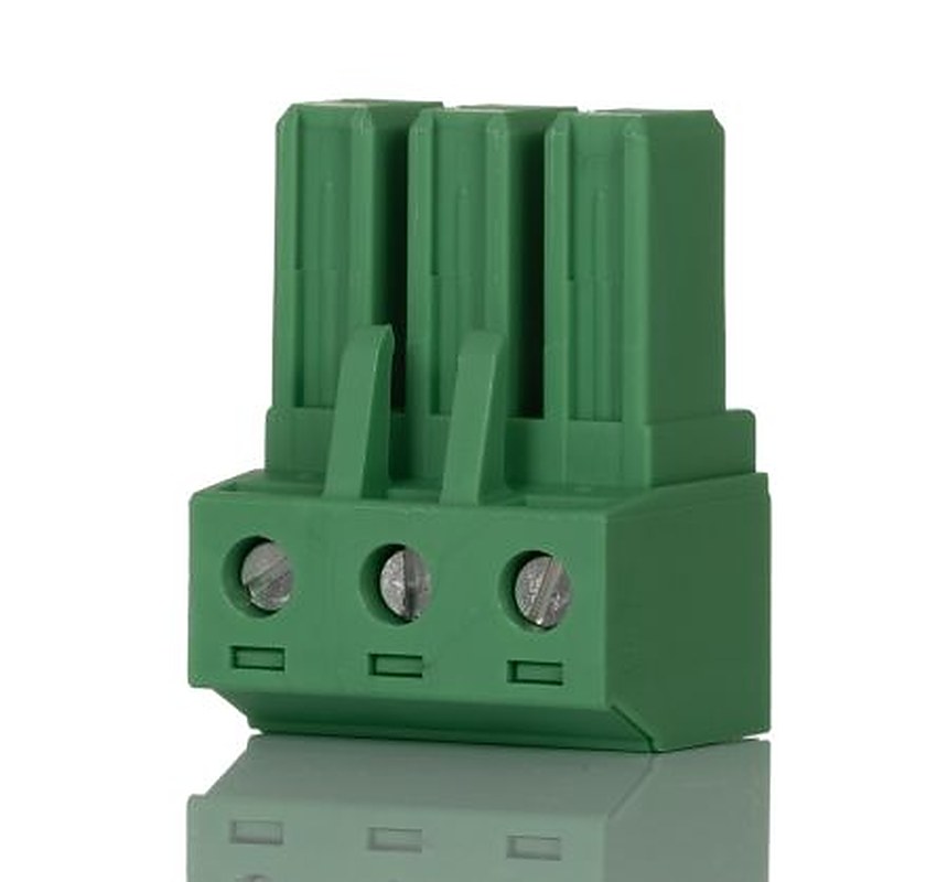 Phoenix Contact PC 4/3-ST-7.62 Series Pluggable Terminal Block, 3-Contact, 7.62 mm Pitch, 1 Row, 1804917