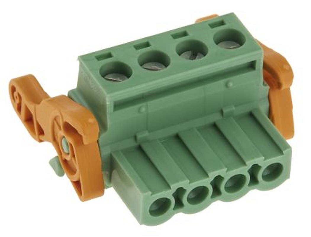 Phoenix Contact MSTB 2.5/ 4-ST-5.08-LR Series Pluggable Terminal Block, 4-Contact, 5.08 mm Pitch, 1 Row, 1808909