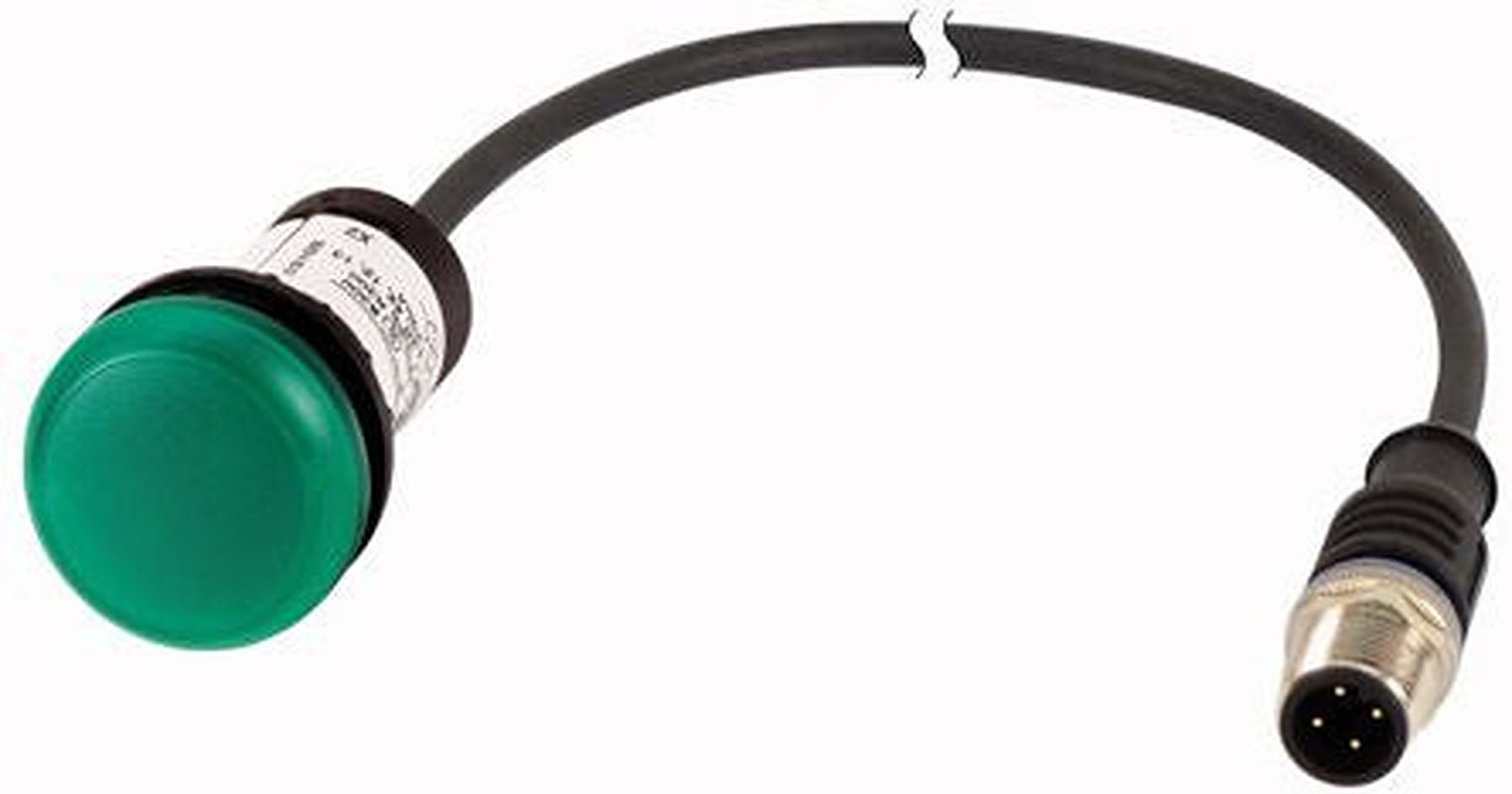 Eaton, C22, Panel Mount Green LED Indicator, 22 mm Cutout, IP67, IP69K, Round, 24V ac/dc