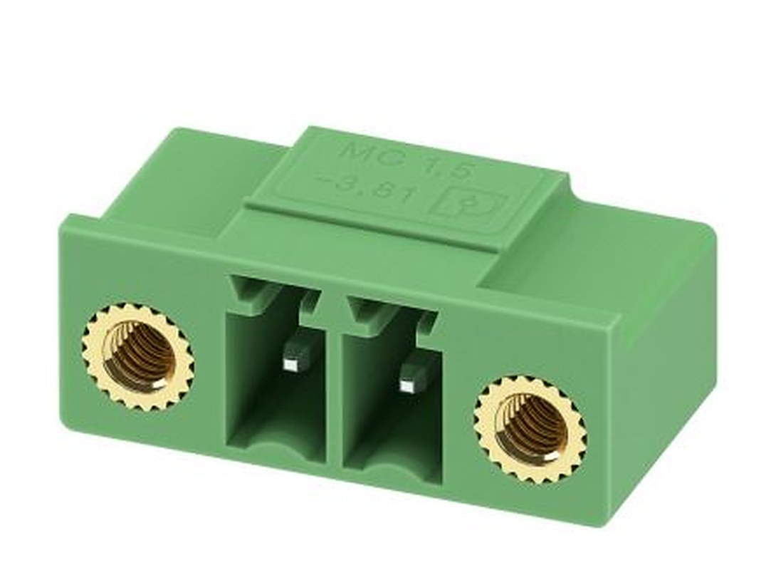 Phoenix Contact MC 1.5/2-GF-3.81-LR Series Pluggable Terminal Block, 2-Contact, 3.81 mm Pitch, 1 Row, 1817806