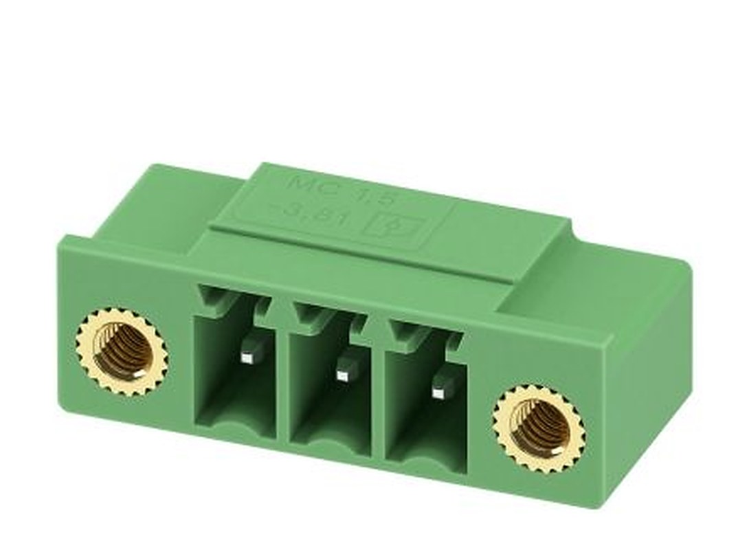 Phoenix Contact MC 1.5/3-GF-3.81-LR Series Pluggable Terminal Block, 3-Contact, 3.81 mm Pitch, 1 Row, 1817819
