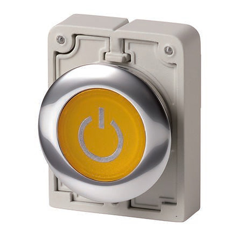 Eaton M30C-FDL-Y-X162 Series Yellow Tastend Push Button Switch, 30.5 mm Cutout, IP66, IP67, IP69