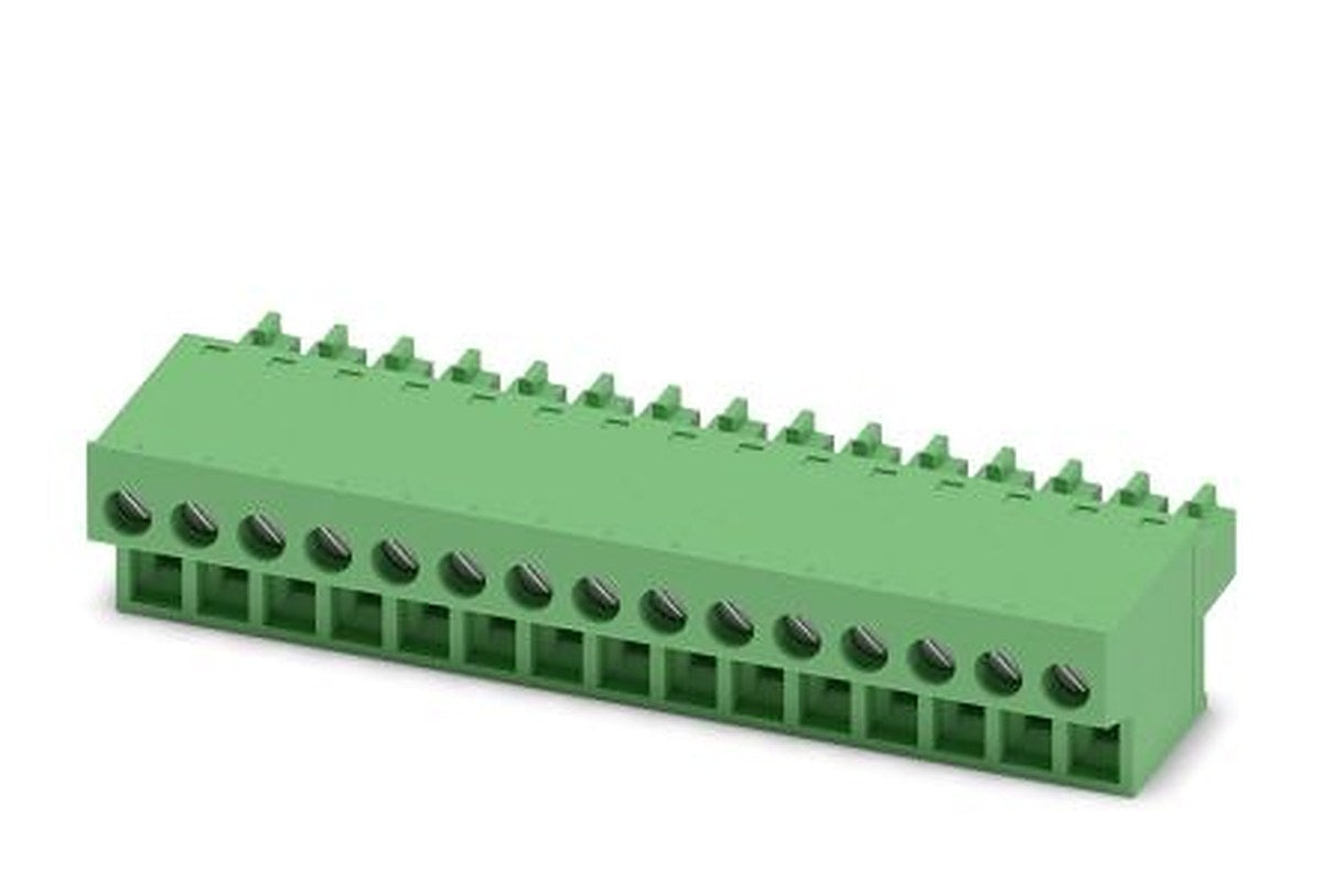 Phoenix Contact FRONT-MC 1.5/15-ST-3.81 Series Pluggable Terminal Block, 15-Contact, 3.81 mm Pitch, 1 Row, 1850796
