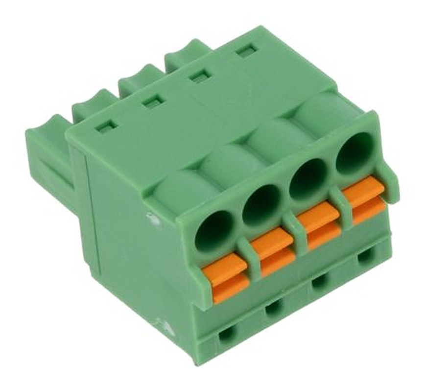 Phoenix Contact FK-MCP 1.5/4-ST-3.81 Series Pluggable Terminal Block, 4-Contact, 3.81 mm Pitch, 1 Row, 1851067