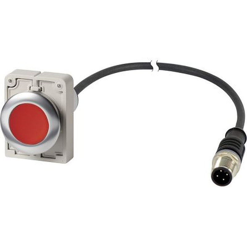 Eaton C30C Series Push Button Switch, Maintained, Cable, 30.5 mm Cutout, 1 NC, Red LED, IP67, IP69K 800 V ac