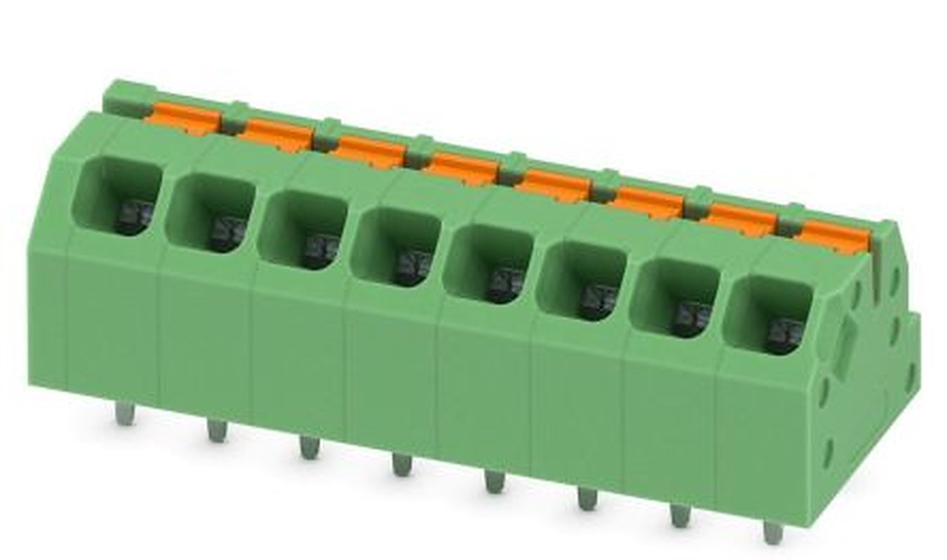 Phoenix Contact SPTAF 1/ 8-3.5-IL Series Straight Wave Soldering Mount PCB Terminal Block, 8 Contact(s), 3.5 mm Pitch, 1