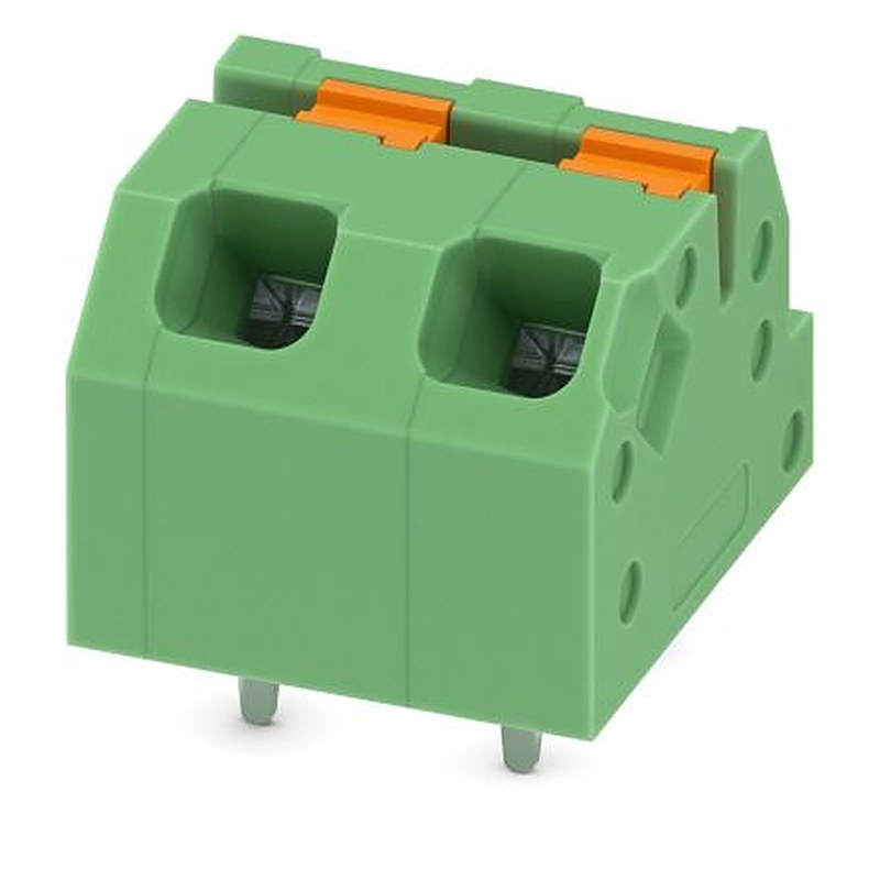 Phoenix Contact SPTAF 1/ 2-5.0-IL Series Angled Wave Soldering Mount PCB Terminal Block, 2 Contact(s), 5 mm Pitch, 1 Row