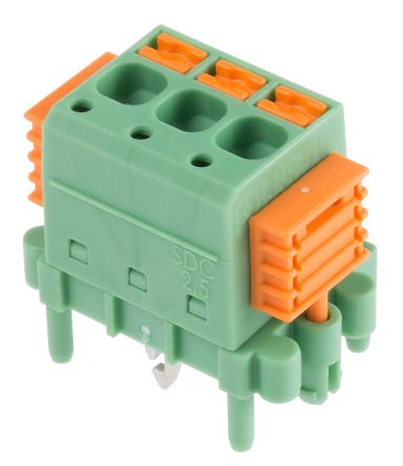 Phoenix Contact SDC 2.5/ 3-PV-5.0-ZB Series Straight PCB Terminal Block, 3 Contact(s), 5 mm Pitch, 1 Row