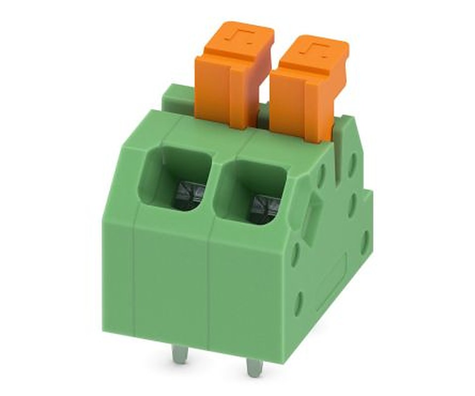Phoenix Contact SPTAF 1/ 2-3.5-LL Series Angled PCB Terminal Block, 2 Contact(s), 3.5 mm Pitch, 2 Row