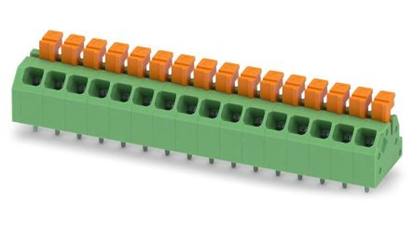 Phoenix Contact SPTAF 1/16-3.5-LL Series Angled PCB Terminal Block, 16 Contact(s), 3.5 mm Pitch, 2 Row