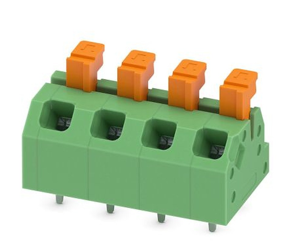 Phoenix Contact SPTAF 1/ 4-5.0-LL Series Angled PCB Terminal Block, 4 Contact(s), 5 mm Pitch, 2 Row