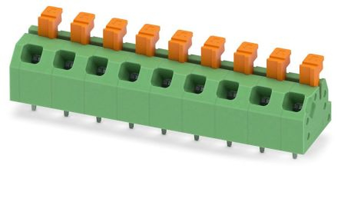 Phoenix Contact SPTAF 1/ 9-5.0-LL Series Angled PCB Terminal Block, 9 Contact(s), 5 mm Pitch, 1 Row