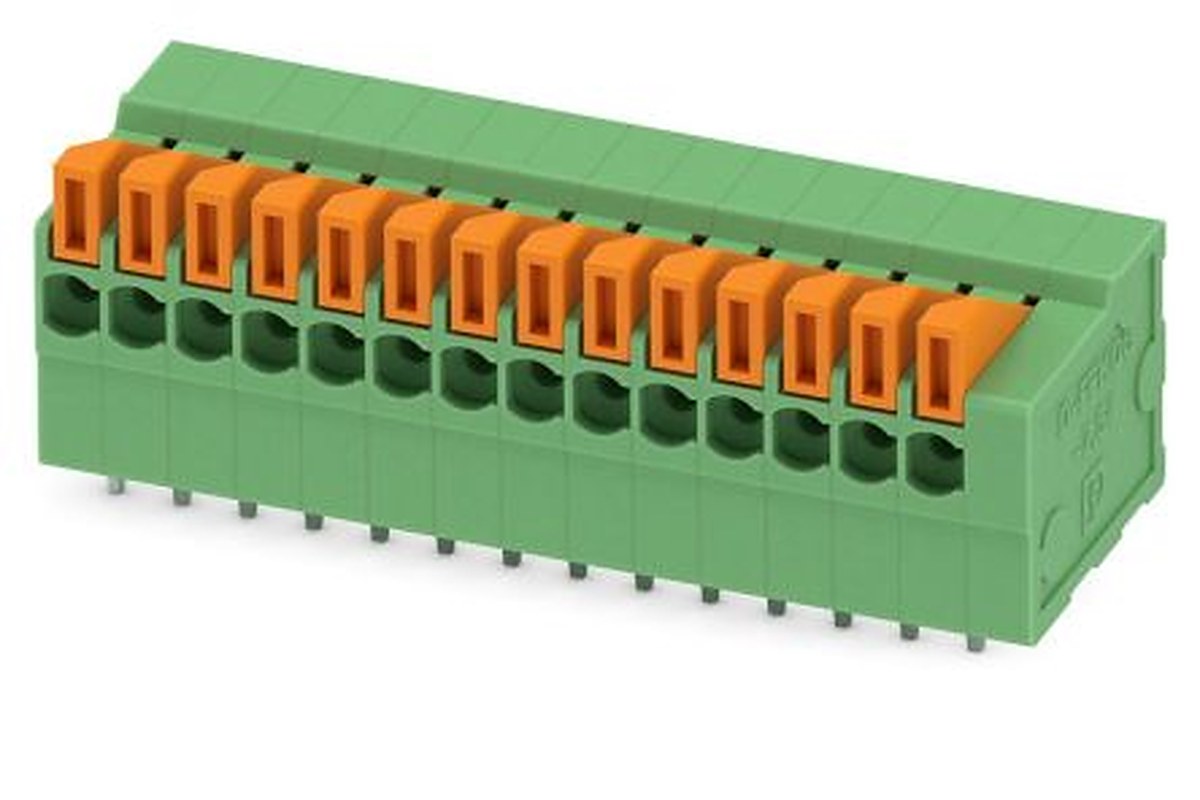 Phoenix Contact PCB Terminal Block, 14-Contact, 2.54 mm Pitch, Wave Soldering Mount, 1 Row