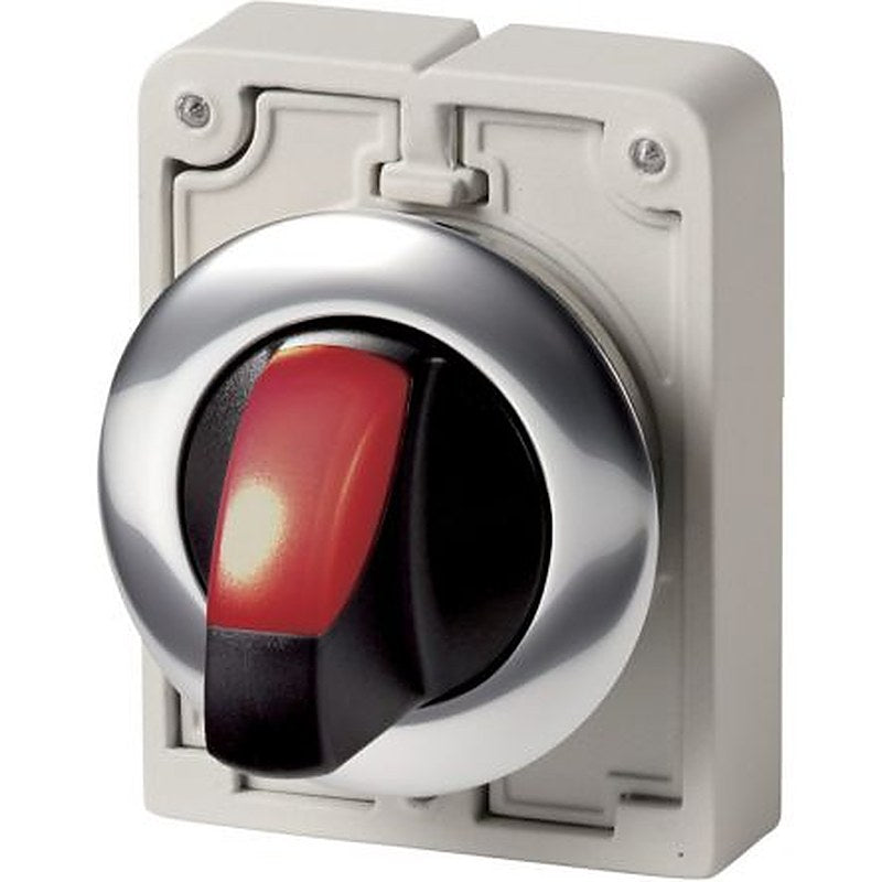 Eaton M30 Series 2 Position Illuminated Selector Switch Head, 30 mm Cutout, Red Handle, IP66