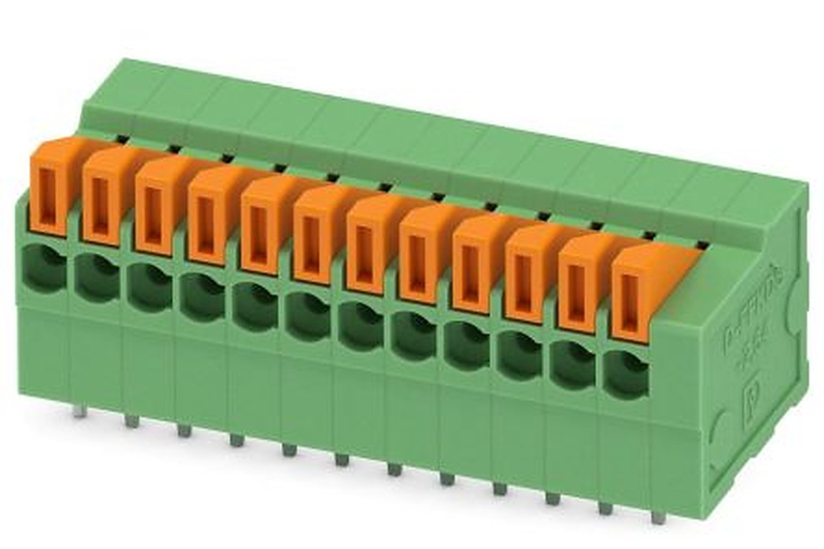 Phoenix Contact PCB Terminal Block, 12-Contact, 2.54 mm Pitch, Wave Soldering Mount, 1 Row