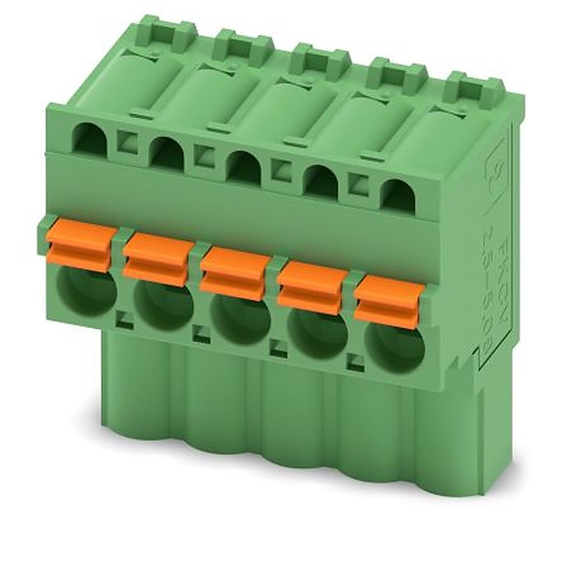 Phoenix Contact FKCVW 2.5/ 5-ST-5.08 Series Pluggable Terminal Block, 5-Contact, 5.08 mm Pitch, 1 Row, 1873689