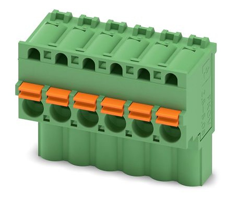 Phoenix Contact FKCVW 2.5/ 6-ST-5.08 Series Pluggable Terminal Block, 6-Contact, 5.08 mm Pitch, 1 Row, 1873692
