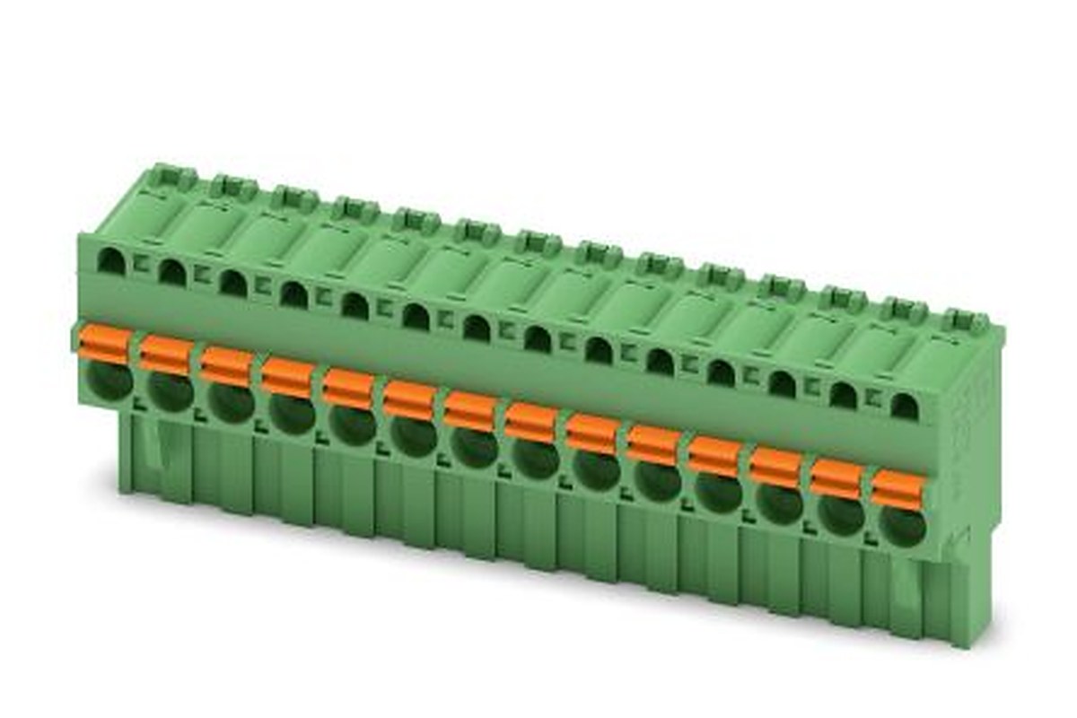 Phoenix Contact FKCVR 2.5/14-ST-5.08 Series Pluggable Terminal Block, 14-Contact, 5.08 mm Pitch, 1 Row, 1874073