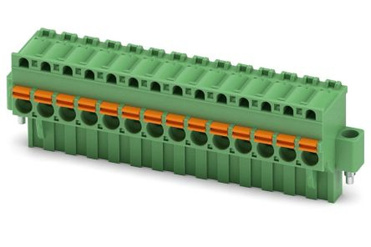 Phoenix Contact FKCVR 2.5/14-STF-5.08 Series PCB Terminal Block, 14-Contact, 5.08 mm Pitch, 1 Row, 1874222