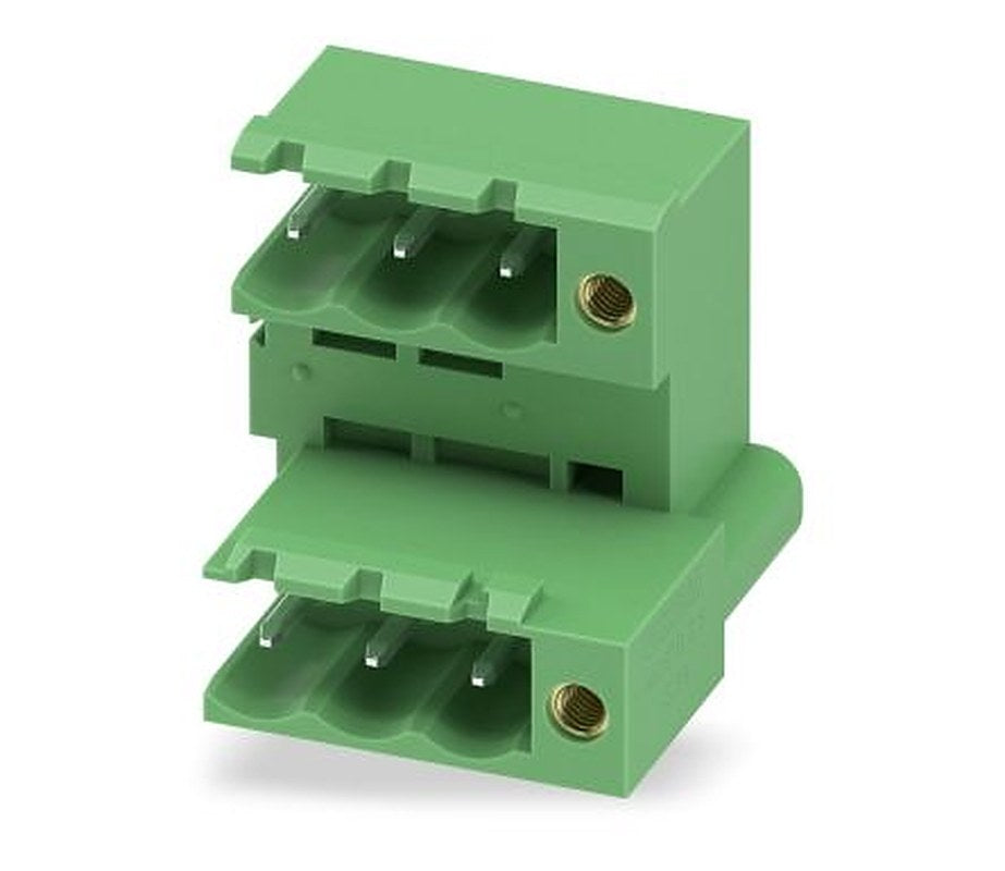 Phoenix Contact MDSTB 2.5/ 3-GFR-5.08 Series Right Angle Pluggable Terminal Block, 3 Contact(s), 5.08 mm Pitch, 2 Row