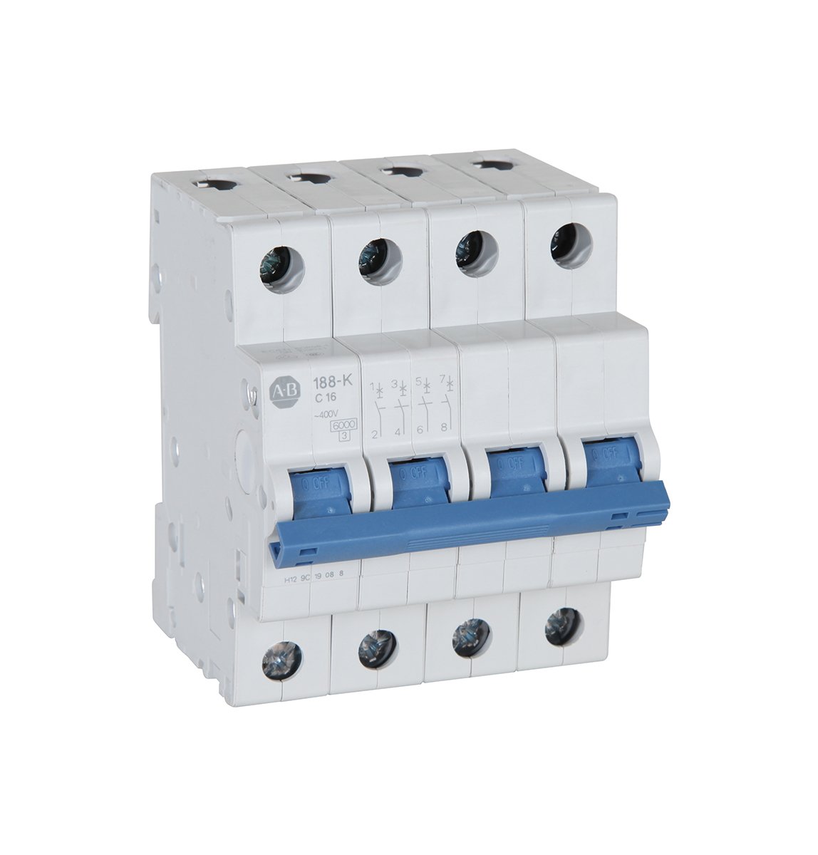 Bulletin 188, Standard Configuration, 6 kA, 4-Pole, Trip Curve C, 3A, No Neutral