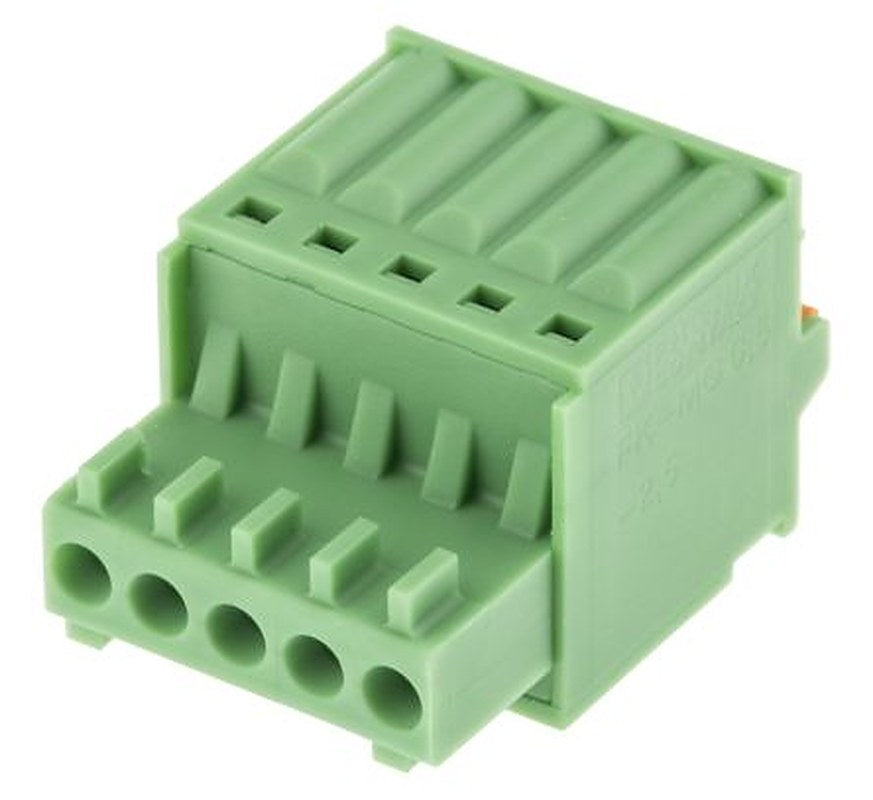 Phoenix Contact FK-MC 0.5/5-ST-2.5 Series Pluggable Terminal Block, 5-Contact, 2.5 mm Pitch, 1 Row, 1881354