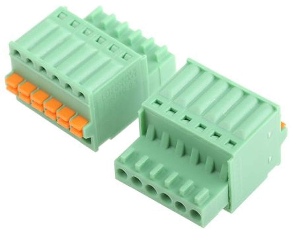 Phoenix Contact FK-MC 0.5/6-ST-2.5 Series Pluggable Terminal Block, 6-Contact, 2.5 mm Pitch, 1 Row, 1881367