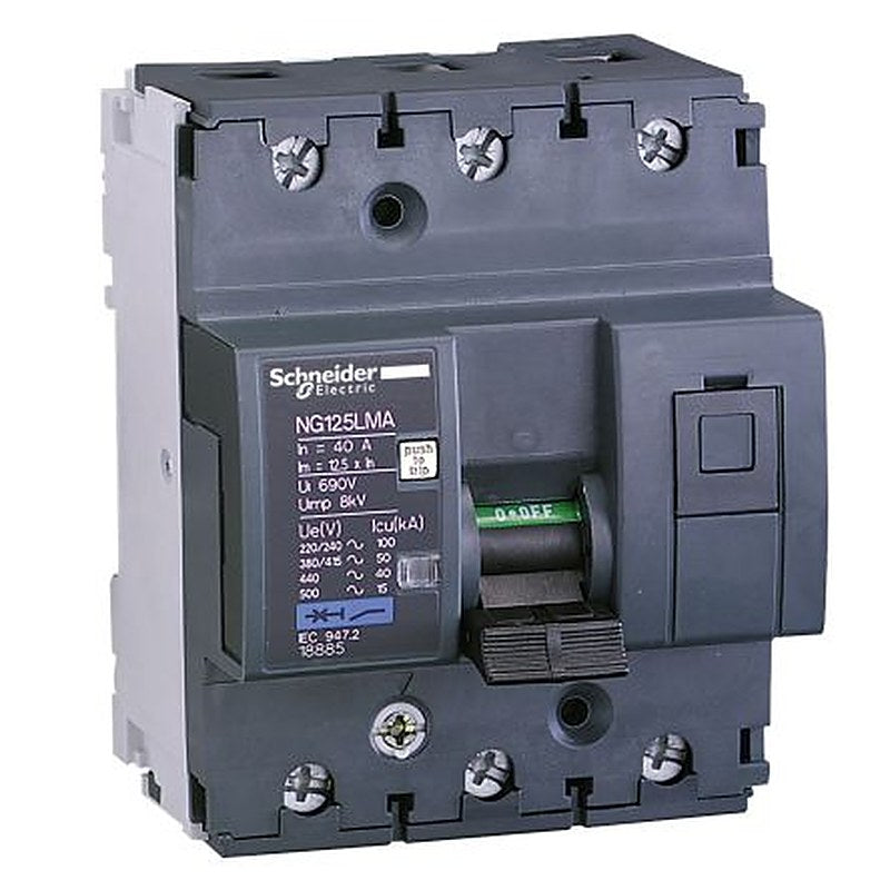 Schneider Electric Acti9 Acti9 Moteur Miniature Circuit Breaker, 3-Pole, 63A, Type MA, 50 kA Breaking Capacity