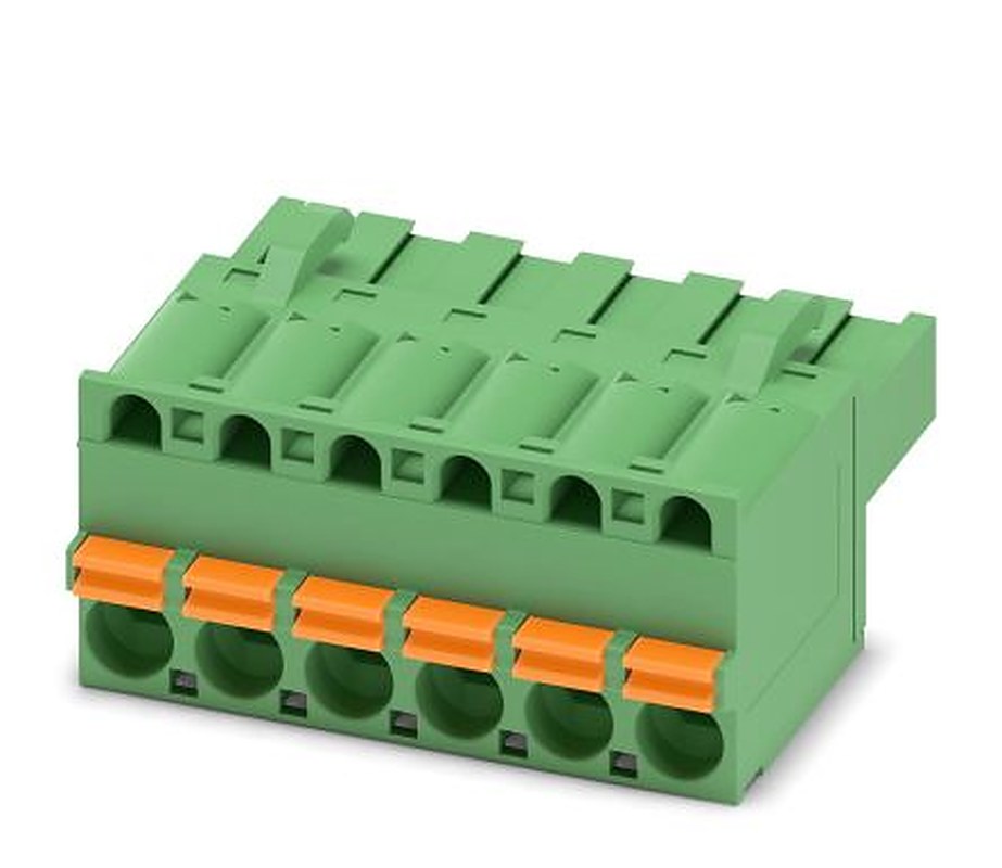 Phoenix Contact FKCT 2.5/6-ST Series Pluggable Terminal Block, 6-Contact, 5 mm Pitch, 1 Row, 1909252
