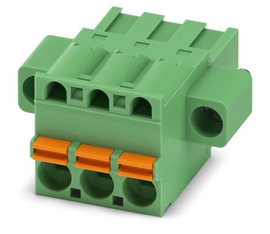 Phoenix Contact FKCT 2.5/3-STF Series Pluggable Terminal Block, 3-Contact, 5 mm Pitch, 1 Row, 1909414