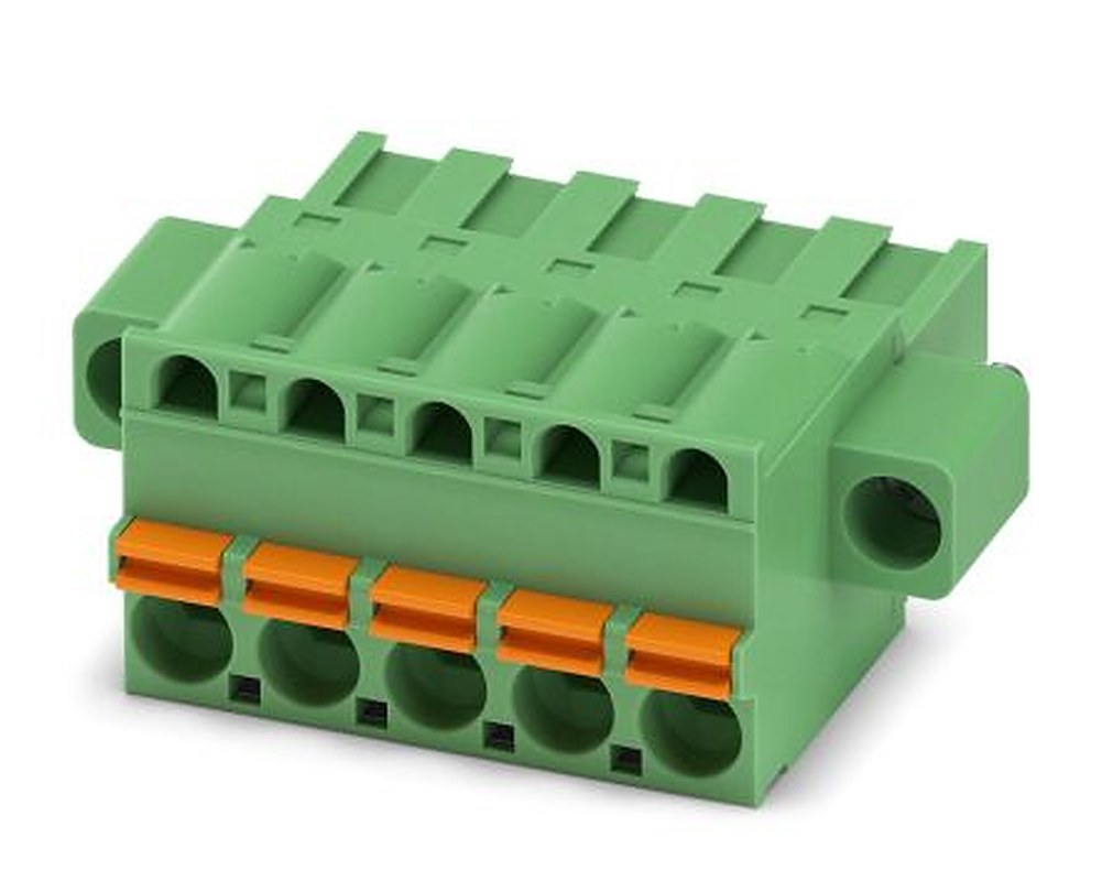 Phoenix Contact FKCT 2.5/5-STF Series Pluggable Terminal Block, 5-Contact, 5 mm Pitch, 1 Row, 1909430