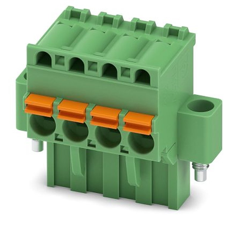 Phoenix Contact FKCVR 2.5/4-STF Series Pluggable Terminal Block, 4-Contact, 5 mm Pitch, 1 Row, 1909906