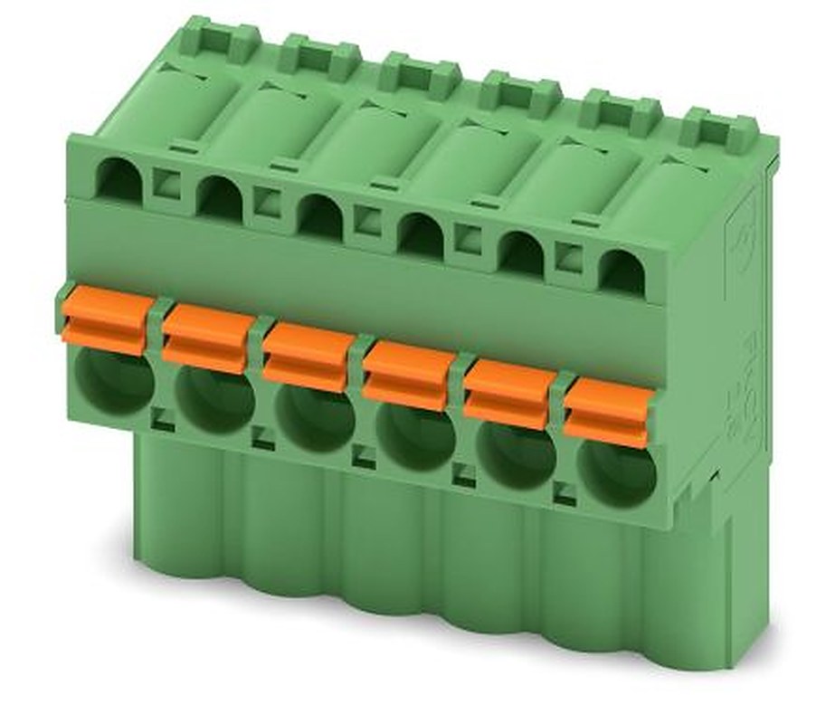 Phoenix Contact FKCVW 2.5/ 6-ST Series Pluggable Terminal Block, 6-Contact, 5 mm Pitch, 1 Row, 1910076