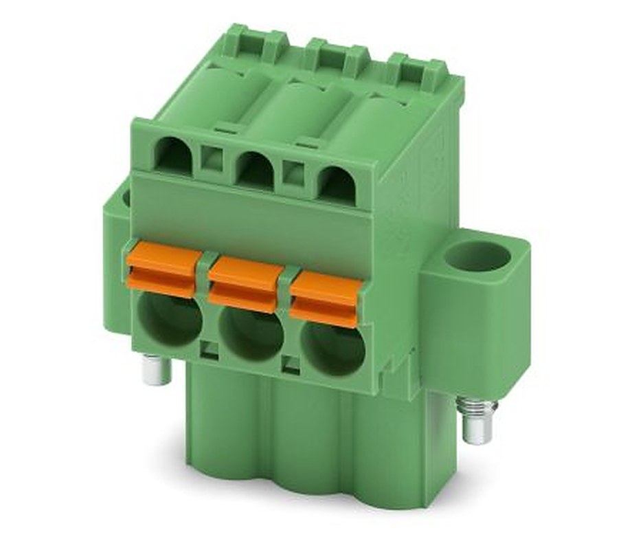 Phoenix Contact FKCVW 2.5/3-STF Series Pluggable Terminal Block, 3-Contact, 5 mm Pitch, 1 Row, 1910212