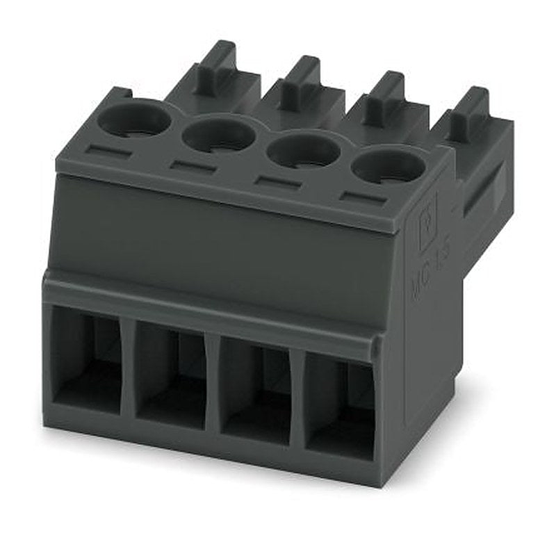 Phoenix Contact MC 1.5/4-ST-3.5 BK Series Pluggable Terminal Block, 4-Contact, 3.5 mm Pitch, 1 Row, 1916410