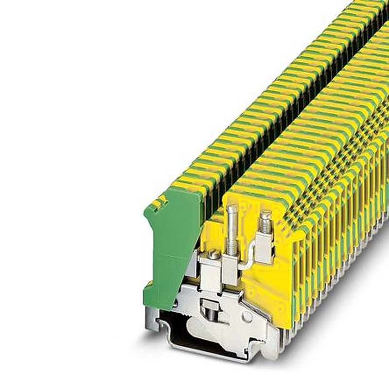 Phoenix Contact 1923128 UK 3-TWIN-PE Series Earth Terminal Block Green, Yellow, 0.2mm², 2.5 mm², 2-Level Fused, Screw