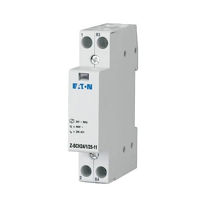 Eaton Z-SCH Installation Contactor, 24V Coil, 2-Pole, 25 A 24V, 1 NO/1 NC, 440V