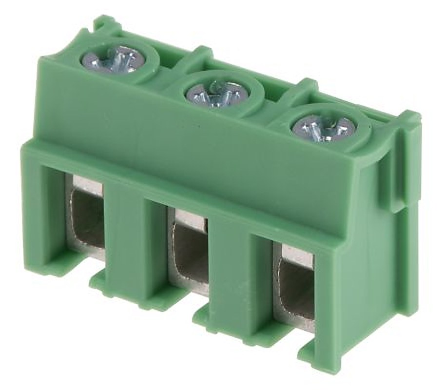 Phoenix Contact PT 2.5/3-7.5-V Series Right Angle PCB Terminal Block, 3 Contact(s), 7.5 mm Pitch, 1 Row