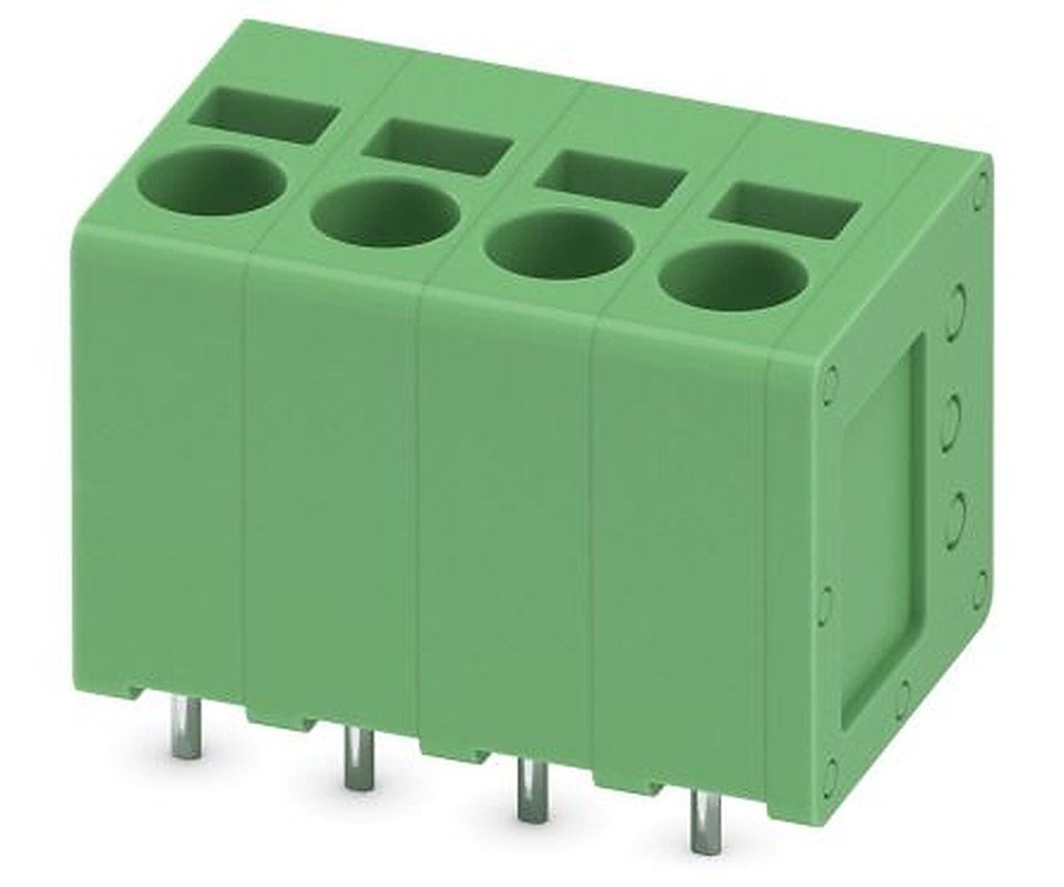 Phoenix Contact SPT 2.5/4-V-5.0 Series Straight Wave Soldering Mount PCB Terminal Block, 4 Contact(s), 5 mm Pitch, 1 Row