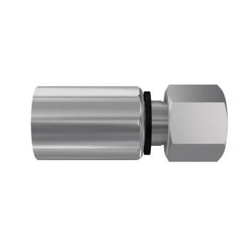 Parker, 1CA48-10-4 Chromium Steel Hydraulic Fitting, Female Metric M16 x 1.5, No Skive Crimp Style Hose Connection 6.4mm