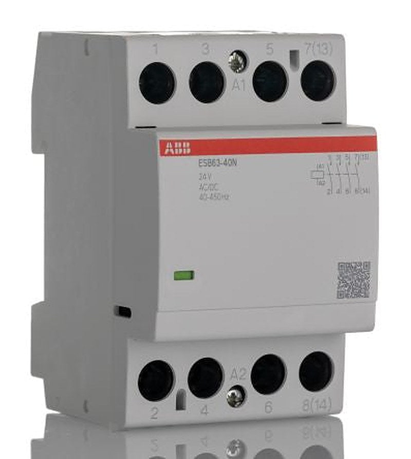 ABB ESB63 Contactor, 24V Coil, 2-Pole, 63 A, 14.5 kW 24V, 4 NO, 400V