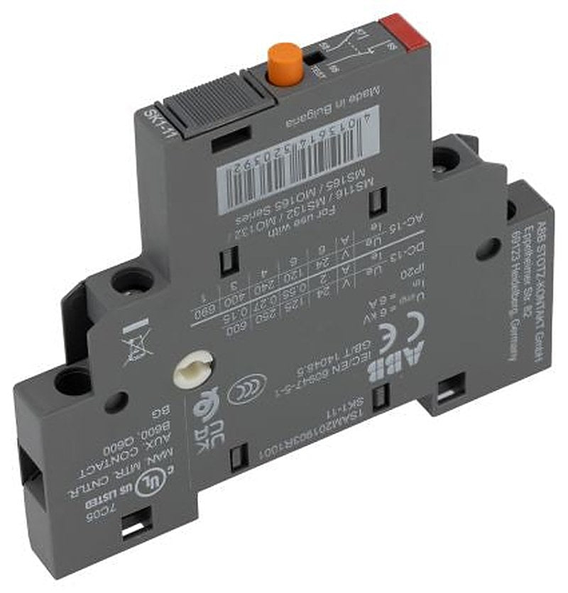 ABB Auxiliary Switch Block, MS116 1 NO/1 NC, 16A, 690 V ac, 440V dc, 1SAM201903R1001 SK1-11