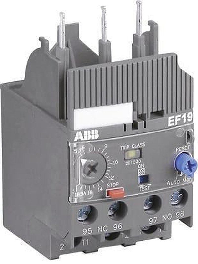 ABB, EF19 Overload Relay 1 NO/1 NC, 0.1A, 0.32 A F.L.C, 320mA Contact Rating, 46 W 3